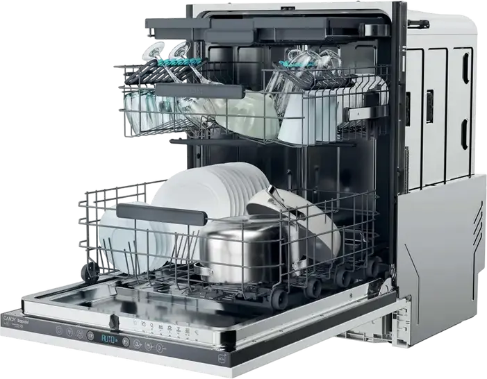 Candy Rapidò CI 6E7F1A Built-in Full Size Dishwasher, 16 Place Settings, 8 Programs, 35min Fast Cycle, Inverter Motor, AquaStop, Grey
