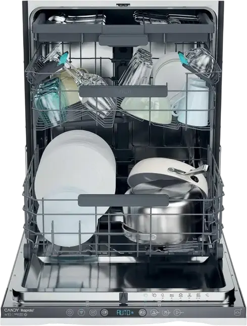 Candy Rapidò CI 6E7F1A Built-in Full Size Dishwasher, 16 Place Settings, 8 Programs, 35min Fast Cycle, Inverter Motor, AquaStop, Grey