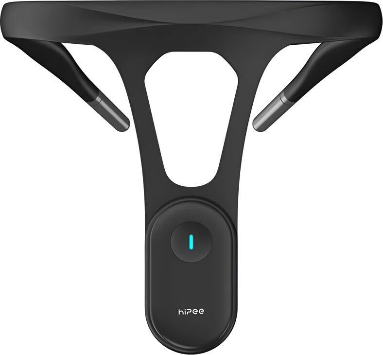 Hipee Smart Posture Corrector, Intelligent Posture Recognition, Vibration Reminder, Bluetooth App Control, USB-C Rechargeable, Black, Food-grade Silicone