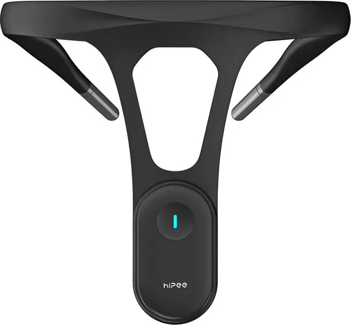 Hipee Smart Posture Corrector, Intelligent Posture Recognition, Vibration Reminder, Bluetooth App Control, USB-C Rechargeable, Black, Food-grade Silicone