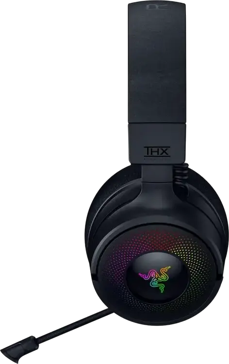 Casca Gaming Razer Kraken V4, Circumaurale Inchise, Cu Fir/Wireless Bluetooth 5.3, Audio Spatial THX, Microfon Retractabil Unidirectional, RGB Chroma, Negru