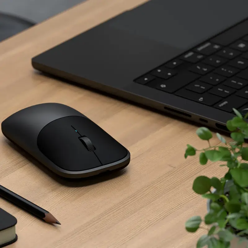 Satechi Slim EX Wireless Mouse, Black, 3-in-1 Bluetooth 5.3 and 2.4GHz USB-C Connectivity, Anodized Aluminum, Quiet-click, 1200 DPI, Ambidextrous, Rechargeable