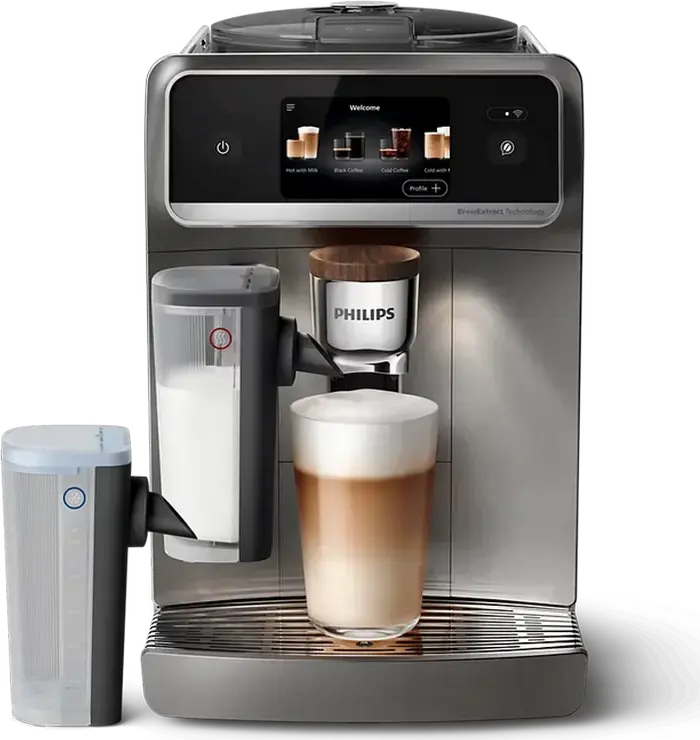 Philips EP8757/92 Cafe Aromis 8000 Aparat de cafea espresso automat, Sistem spumare lapte LatteGo, Tehnologie SilentBrew, 15 bar, Gri