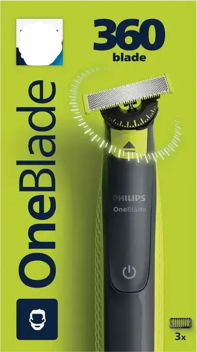 Trimmer Philips OneBlade QP2724/23 pentru Barba si Mustata, Lama 360 din Otel Inoxidabil, 5 Setari Lungime 1-5mm, Incarcare USB, Set de 5 Piese