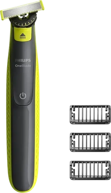 Trimmer Philips OneBlade QP2724/23 pentru Barba si Mustata, Lama 360 din Otel Inoxidabil, 5 Setari Lungime 1-5mm, Incarcare USB, Set de 5 Piese