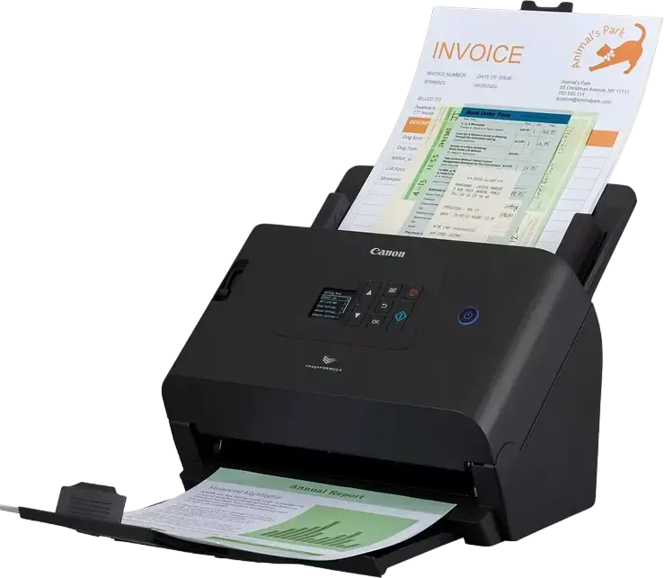 Canon imageFORMULA DR-S250N Desktop Duplex Sheet-fed Scanner, 50 ppm/100 ipm, 600 dpi, Wi-Fi, Ethernet, USB 3.2, 60-sheet ADF, Color TFT LCD, Black