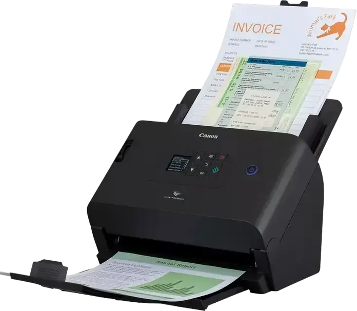 Canon imageFORMULA DR-S250N Desktop Duplex Sheet-fed Scanner, 50 ppm/100 ipm, 600 dpi, Wi-Fi, Ethernet, USB 3.2, 60-sheet ADF, Color TFT LCD, Black