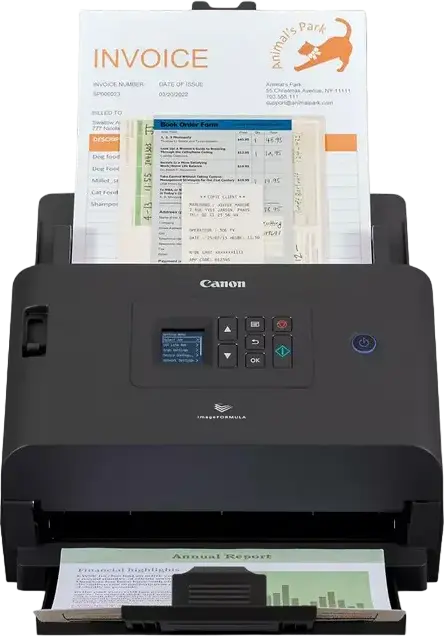 Canon imageFORMULA DR-S250N Desktop Duplex Sheet-fed Scanner, 50 ppm/100 ipm, 600 dpi, Wi-Fi, Ethernet, USB 3.2, 60-sheet ADF, Color TFT LCD, Black