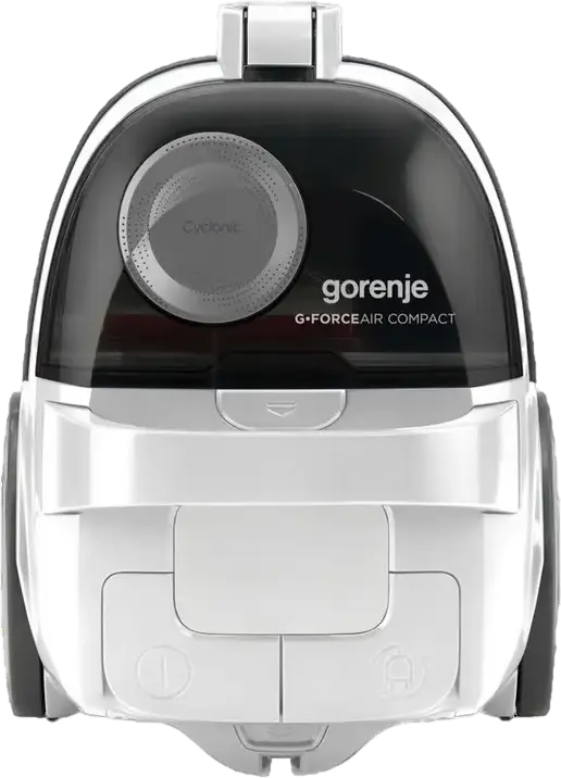Gorenje VCEA01GACWCY G-Force Air Compact Bagless Vacuum Cleaner, 800W, 2.2L Container, Double HEPA Filtration, Telescopic Metal Tube, White/Black