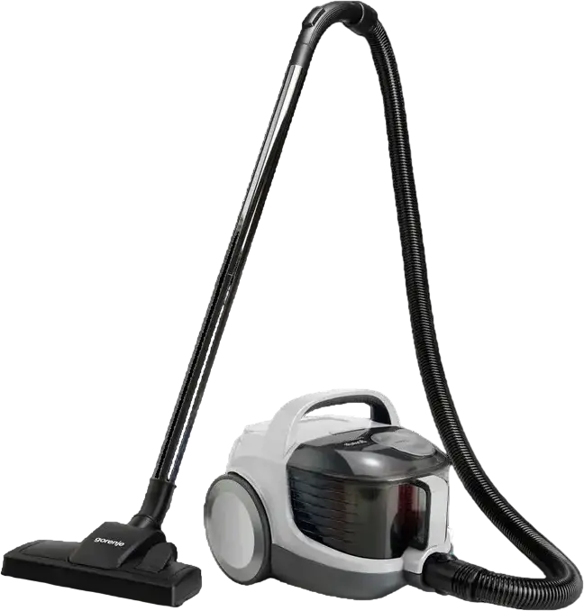 Gorenje VCEA01GACWCY G-Force Air Compact Bagless Vacuum Cleaner, 800W, 2.2L Container, Double HEPA Filtration, Telescopic Metal Tube, White/Black