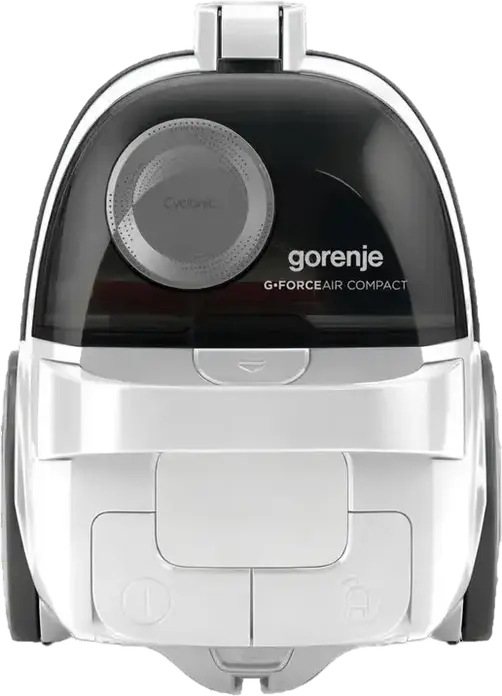 Gorenje VCEA01GACWCY G-Force Air Compact Bagless Vacuum Cleaner, 800W, 2.2L Container, Double HEPA Filtration, Telescopic Metal Tube, White/Black