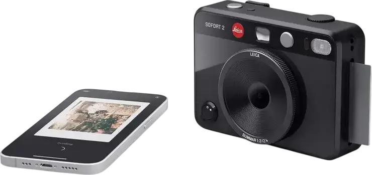 Leica Sofort 2 Hybrid Instant Camera, Summar 1:2/2.4 Lens, Fujifilm Instax Mini Film, 3.0 inch TFT LCD, Bluetooth, USB-C, Black