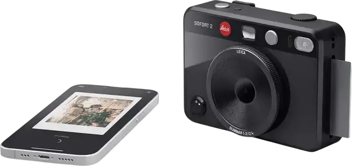 Leica Sofort 2 Hybrid Instant Camera, Summar 1:2/2.4 Lens, Fujifilm Instax Mini Film, 3.0 inch TFT LCD, Bluetooth, USB-C, Black