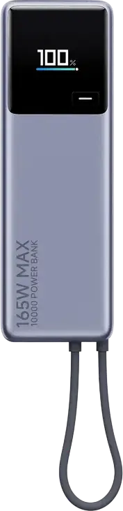 Power Bank Xiaomi 165W 10000mAh PB1165MI cu Cablu USB-C Integrat, Intrare 90W, Iesire Cablu 120W, Ecran LCD, Incarcare Laptop, Versiune Globala