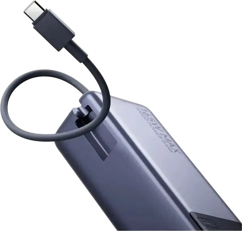 Power Bank Xiaomi 165W 10000mAh PB1165MI cu Cablu USB-C Integrat, Intrare 90W, Iesire Cablu 120W, Ecran LCD, Incarcare Laptop, Versiune Globala
