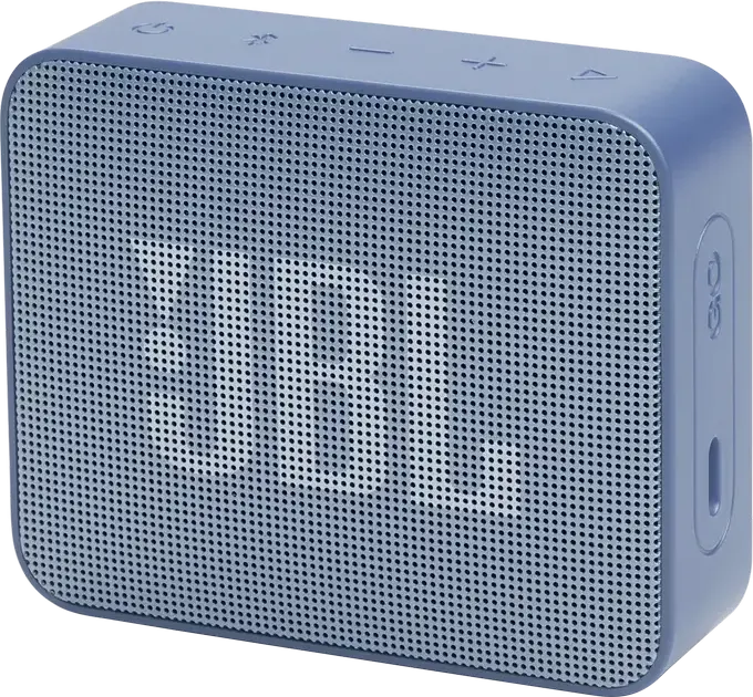 JBL GO Essential 2 Portable Bluetooth Speaker, Blue, USB-C Charging, Compact Rectangular Design with Fabric Grille