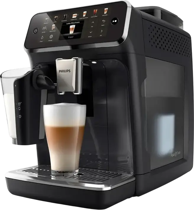 Philips EP5541/50 Seria 5500 Aparat de Cafea Espresso Automat, Sistem LatteGo, Pompa 15 Bar, Rezervor 1.8L, Rasnita Ceramica, Ecran Color Touch, Negru