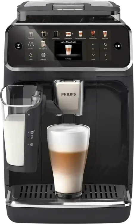 Philips EP5541/50 Seria 5500 Aparat de Cafea Espresso Automat, Sistem LatteGo, Pompa 15 Bar, Rezervor 1.8L, Rasnita Ceramica, Ecran Color Touch, Negru