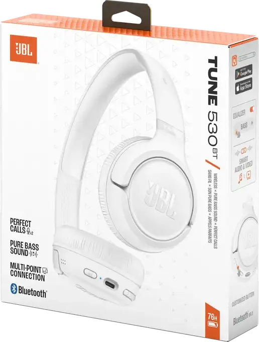 Casca Wireless JBL Tune 530BT Supra-aurale Inchise, Bluetooth 6.0, Autonomie 76h, Microfon Integrat, Conectivitate Multipoint, USB Type-C, Alb