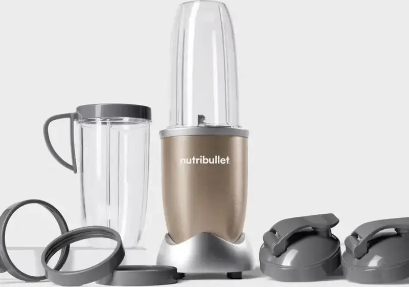 NutriBullet NB907CP Pro 900W Nutrient Extractor Blender, 0.9L BPA-Free Tritan Cup, Stainless Steel Blades, Ice Crushing, Set of 5 Pieces, Beige