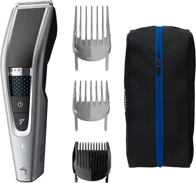 Триммер для волос Philips Series 5000 HC5630/15, 0.5-28 мм, 28 настроек длины, Li-Ion аккумулятор, Trim-n-Flow, стальные лезвия, набор из 3 насадок