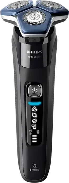 Philips S7886/58 Series 7000 Aparat de Ras Electric, Capete 360-D Flexing, Tehnologie SkinIQ, Invelis Nano SkinGlide, Umed & Uscat, Negru, cu Stația de Curățare