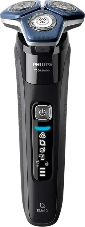 Philips S7886/58 Series 7000 Aparat de Ras Electric, Capete 360-D Flexing, Tehnologie SkinIQ, Invelis Nano SkinGlide, Umed & Uscat, Negru, cu Stația de Curățare