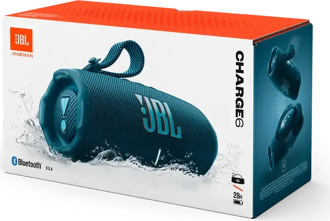 JBL Charge 6 Portable Bluetooth Speaker, Blue, IP68 Waterproof and Dustproof, 45W Total RMS Power, 28h Playtime, AI Sound Boost, Auracast, Powerbank