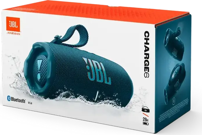 JBL Charge 6 Portable Bluetooth Speaker, Blue, IP68 Waterproof and Dustproof, 45W Total RMS Power, 28h Playtime, AI Sound Boost, Auracast, Powerbank