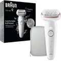 Braun Silk-épil 9 SES9000 Epilator, 40 MicroGrip Steel Tweezers, Wet & Dry, Pivoting Head, Massage Function, 50 min Runtime, White