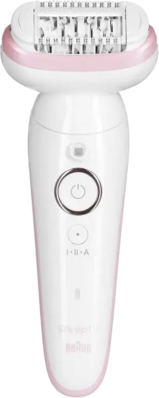 Epilator Braun Silk-épil 9 SES9000, 40 Pensete MicroGrip din Otel, Utilizare Umed sau Uscat, Cap Pivotant, Functie Masaj, Alb