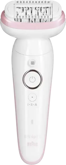 Braun Silk-épil 9 SES9000 Epilator, 40 MicroGrip Steel Tweezers, Wet & Dry, Pivoting Head, Massage Function, 50 min Runtime, White