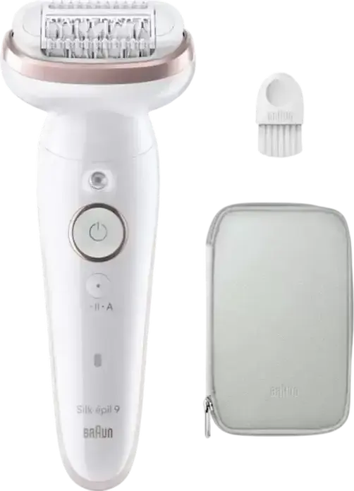 Braun Silk-épil 9 SES9000 Epilator, 40 MicroGrip Steel Tweezers, Wet & Dry, Pivoting Head, Massage Function, 50 min Runtime, White