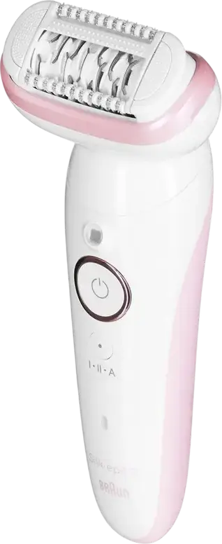 Epilator Braun Silk-épil 9 SES9000, 40 Pensete MicroGrip din Otel, Utilizare Umed sau Uscat, Cap Pivotant, Functie Masaj, Alb
