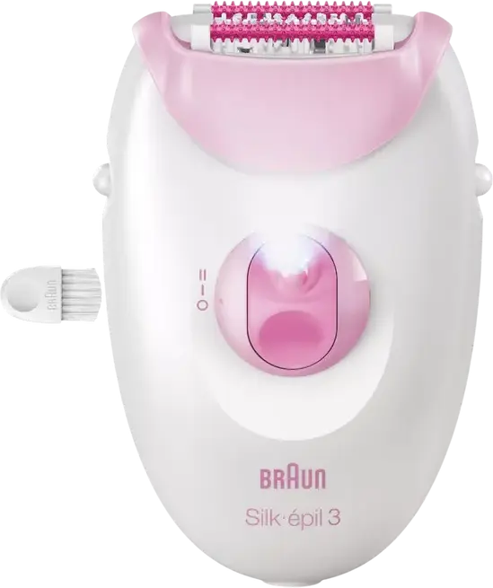 Braun Silk-épil 3 SE3000 Epilator, White and Pink, 20 Tweezers, Mains Powered, Integrated Light, Massage Function, Set of 3 Pieces