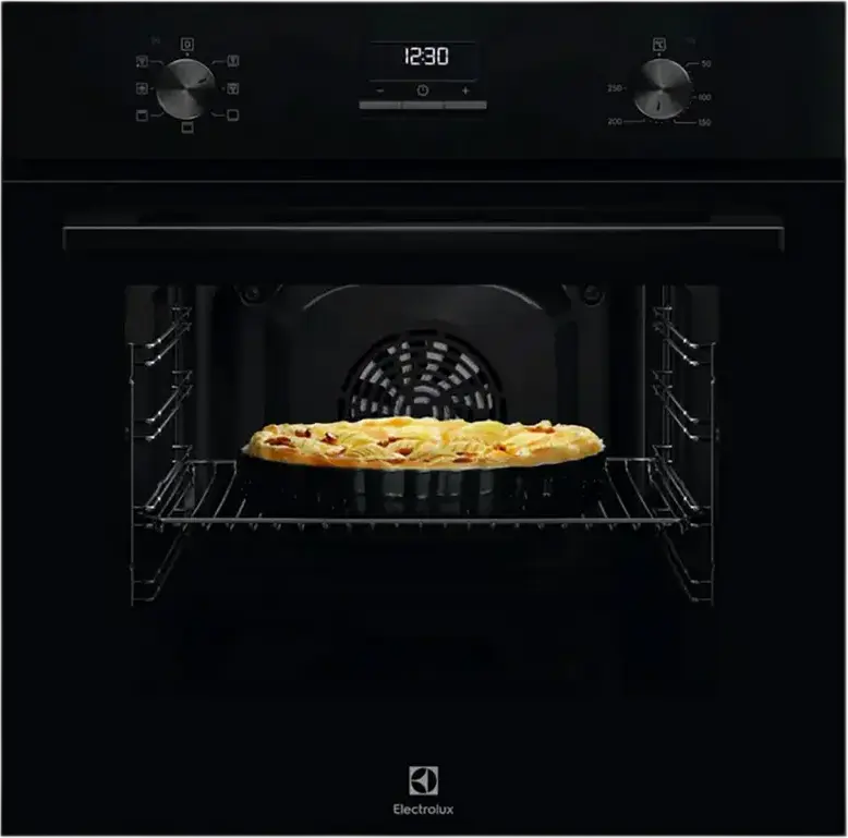 Electrolux LOH3H00BK Built-in Electric Oven, 65L, 7 Heating Modes, Convection, Grill, Steam Cleaning, Class A, Black, Set of 2 Accessories