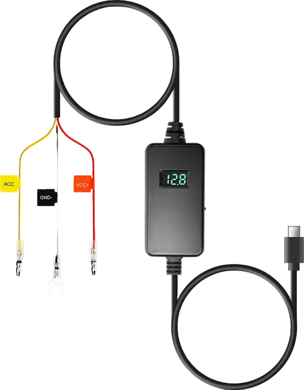 Комплект прямого подключения 70mai Midrive UP06 для видеорегистраторов, USB Type-C, DC 12-30В на 5В 2.4А, 3 уровня регулировки напряжения, цифровой дисплей, черный