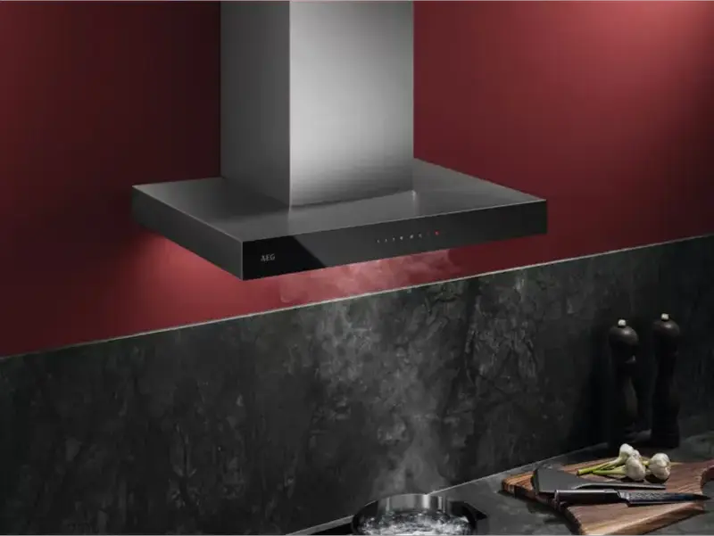 AEG GB67D61HL Built-in Chimney Hood, Wall Mounted, Silver, 730 m3/h Max Extraction, Hob2Hood Wireless Connectivity, Touch Control, LED Lighting