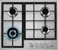 Газовая варочная панель AEG HGB64420SM для встраивания, 4 конфорки с горелкой WOK, поверхность из нержавеющей стали, чугунные решетки, ширина 56 см