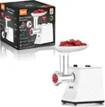 Masina de macinat carne RAF R.3391, 2000W, Lame din Otel Inoxidabil, Alb, cu Accesorii pentru Cnasturi si Kubbe, Impinzator de Alimente si Sita