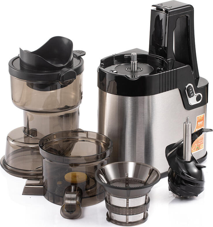 Sforizator Electric Slow Juicer RAF R.2702, Cold Press 250W, 75 rpm, Tub Alimentare 50mm, Recipient 500ml, Argintiu, Zgomot Redus, Set de 6 Accesorii