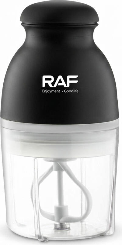 Robot de bucatarie si Toator de legume electric Raf R.332B, 250W, Bol de sticla 1L, cu Lama de taiere cu 4 lame si Tel pentru batut, Negru