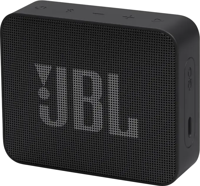 JBL GO Essential 2 Portable Bluetooth Speaker, Black, USB-C Charging, Compact Rectangular Design with Fabric Grille