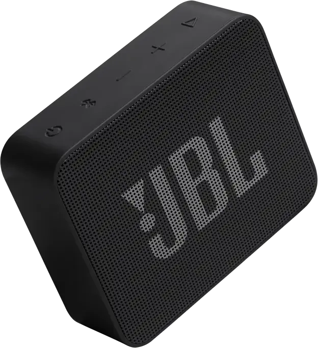 JBL GO Essential 2 Portable Bluetooth Speaker, Black, USB-C Charging, Compact Rectangular Design with Fabric Grille