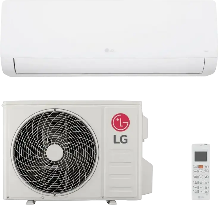 LG WZ AWN Split Air Conditioner, 12,000 BTU/h, White, with Digital Display, Set of 3: Indoor Unit, Outdoor Unit, Remote Control