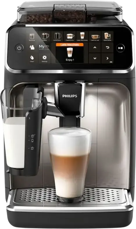 Автоматическая кофемашина Philips EP5447/90 серии 5400, система LatteGo, 12 программ напитков, 15 бар, бак 1.8 л, фильтр AquaClean, черный