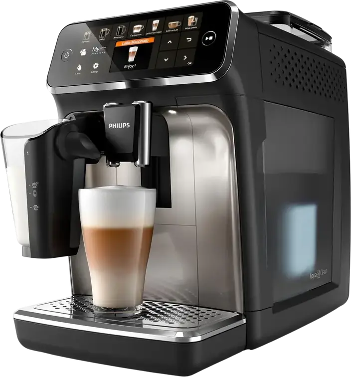 Автоматическая кофемашина Philips EP5447/90 серии 5400, система LatteGo, 12 программ напитков, 15 бар, бак 1.8 л, фильтр AquaClean, черный