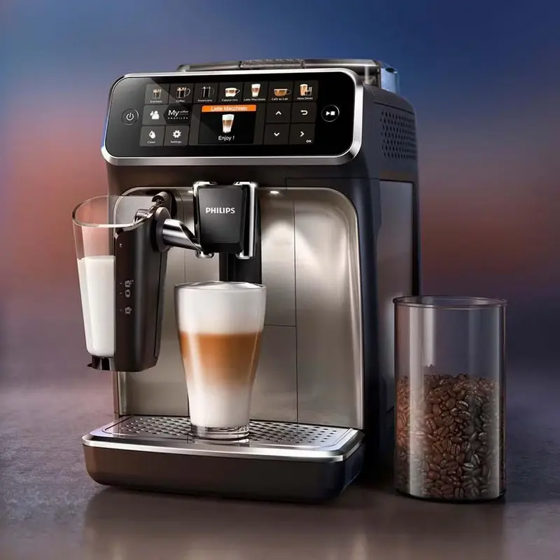 Автоматическая кофемашина Philips EP5447/90 серии 5400, система LatteGo, 12 программ напитков, 15 бар, бак 1.8 л, фильтр AquaClean, черный