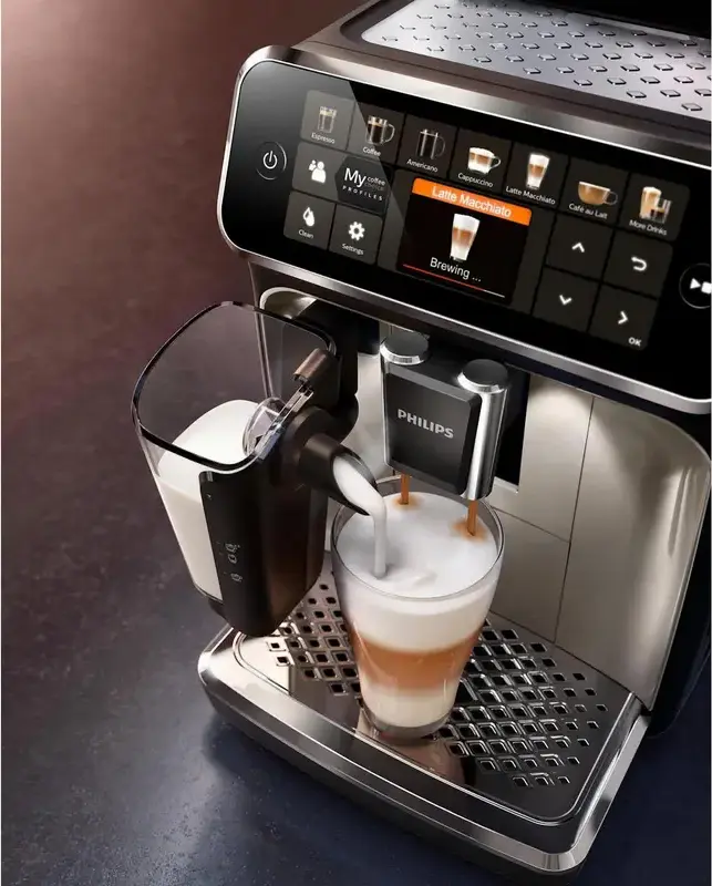 Автоматическая кофемашина Philips EP5447/90 серии 5400, система LatteGo, 12 программ напитков, 15 бар, бак 1.8 л, фильтр AquaClean, черный