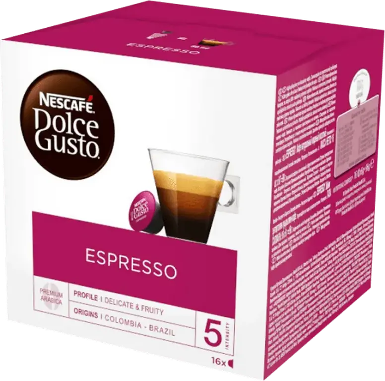 Nescafe Dolce Gusto Espresso Coffee Capsules, Intensity: Espresso, 100% Responsibly Sourced, Compatible with Dolce Gusto Machines, Set of 16 Capsules